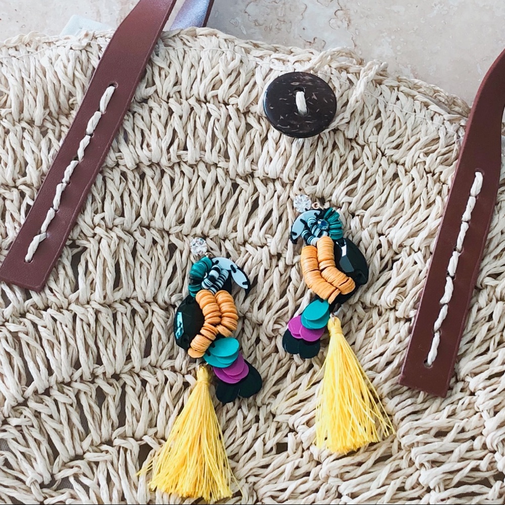 TOUCAN INSPIRED TASSEL EARRINGS (C4) - Picture 3 of 4